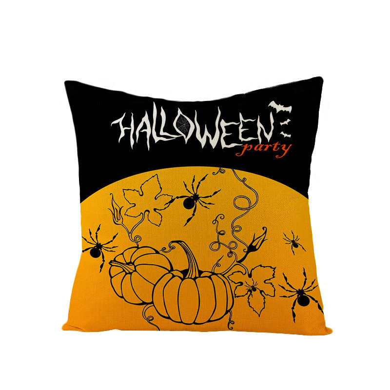 HKM-659731 Halloween Pumpkin Linen Pillow Cover - Various Patterns - 45x45cm