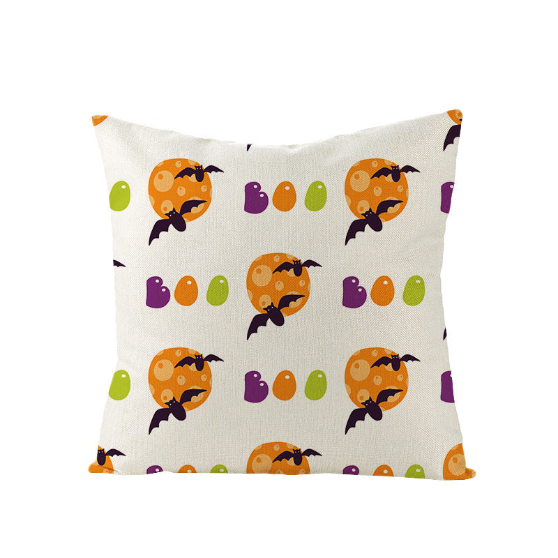 HKM-659731 Halloween Pumpkin Linen Pillow Cover - Various Patterns - 45x45cm