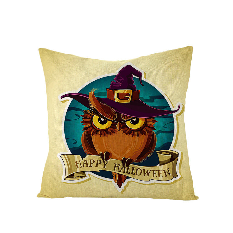 HKM-659731 Halloween Pumpkin Linen Pillow Cover - Various Patterns - 45x45cm
