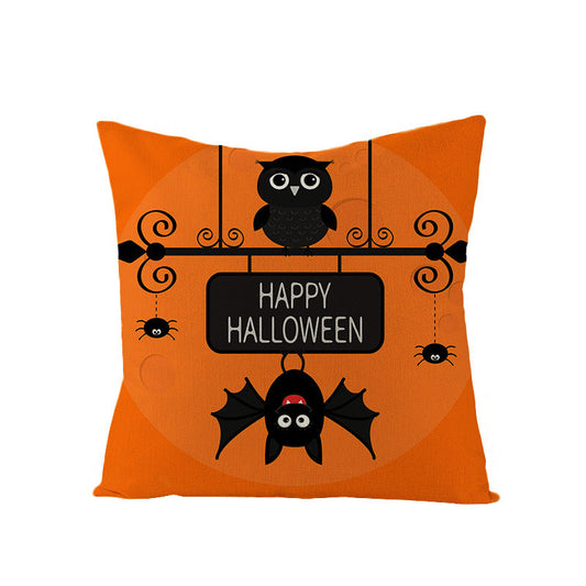 HKM-659731 Halloween Pumpkin Linen Pillow Cover - Various Patterns - 45x45cm