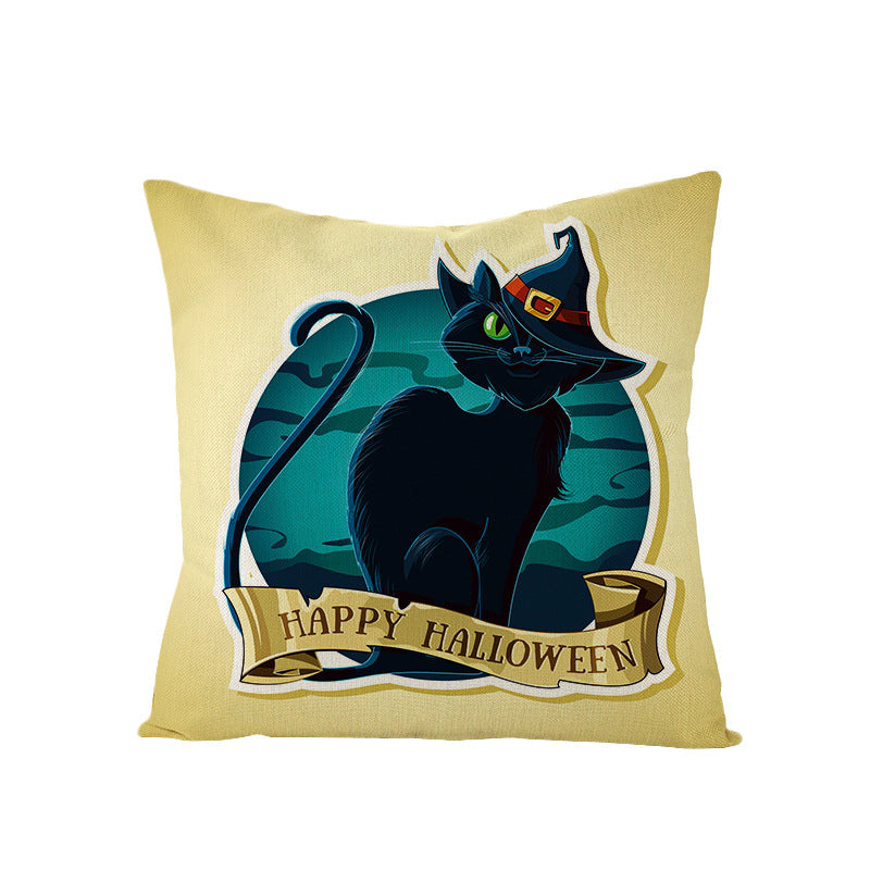 HKM-659731 Halloween Pumpkin Linen Pillow Cover - Various Patterns - 45x45cm
