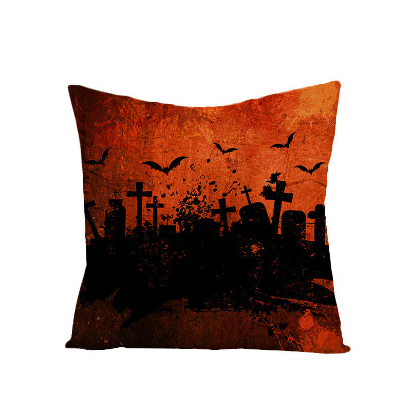 HKM-659731 Halloween Pumpkin Linen Pillow Cover - Various Patterns - 45x45cm