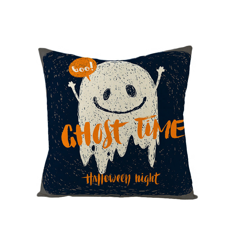 HKM-659731 Halloween Pumpkin Linen Pillow Cover - Various Patterns - 45x45cm