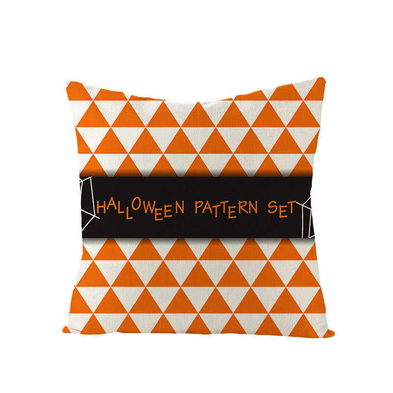 HKM-659731 Halloween Pumpkin Linen Pillow Cover - Various Patterns - 45x45cm