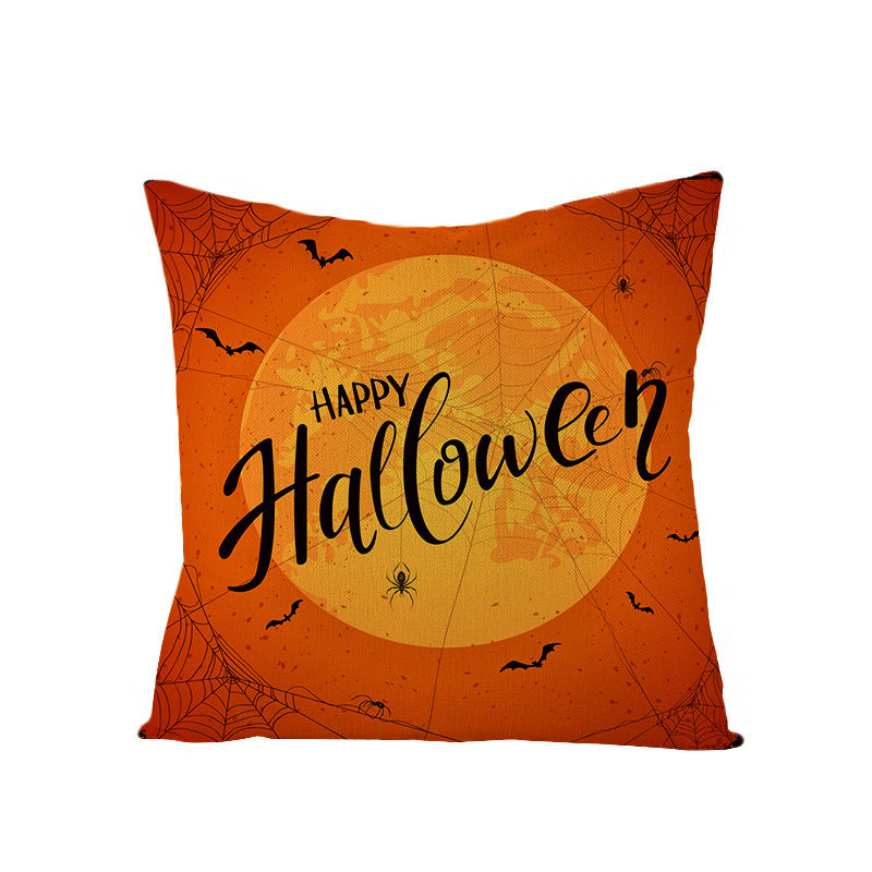HKM-659731 Halloween Pumpkin Linen Pillow Cover - Various Patterns - 45x45cm