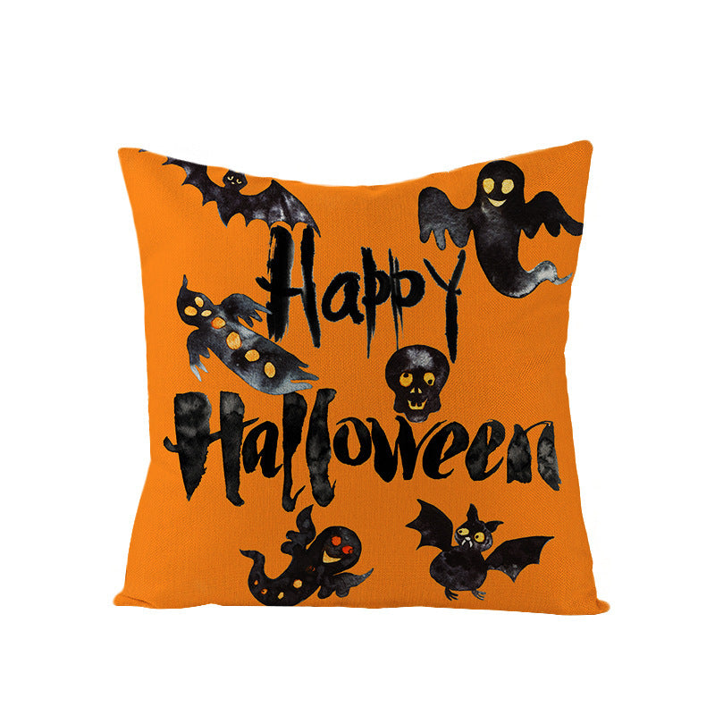 HKM-659731 Halloween Pumpkin Linen Pillow Cover - Various Patterns - 45x45cm
