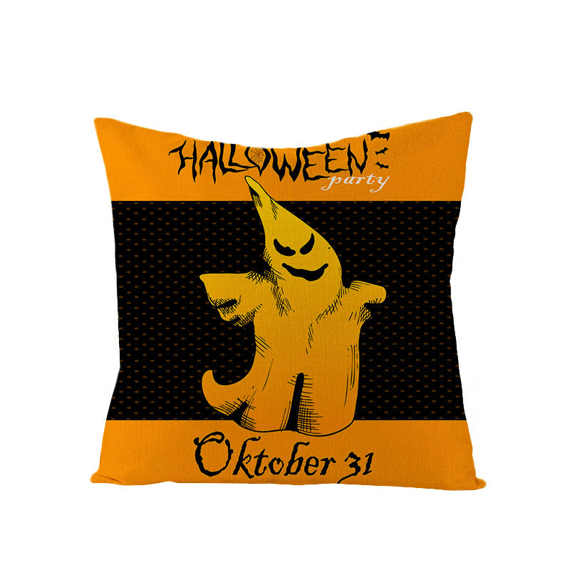 HKM-659731 Halloween Pumpkin Linen Pillow Cover - Various Patterns - 45x45cm