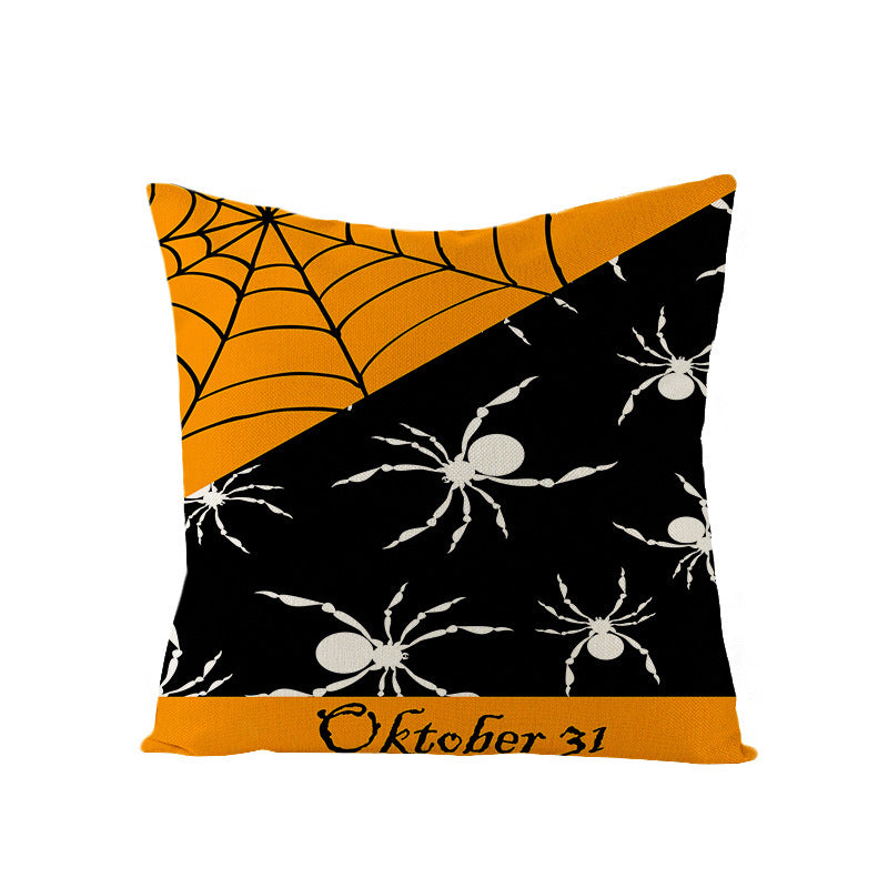 HKM-659731 Halloween Pumpkin Linen Pillow Cover - Various Patterns - 45x45cm