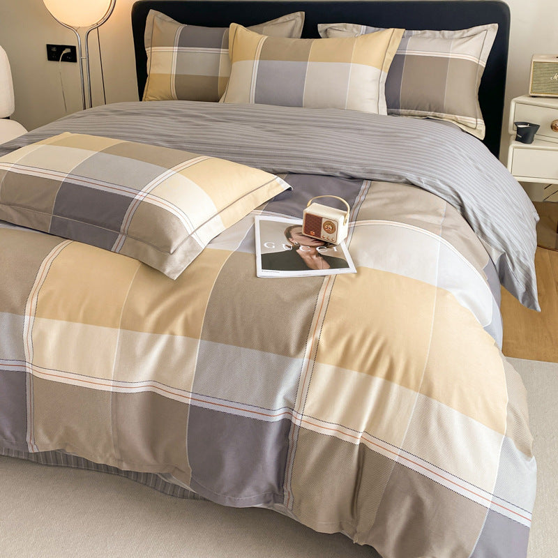 HKM-659923 Cotton Four-Piece Bedding Set with Duvet Cover and Pillowcases for 1.5m and 1.8m Beds