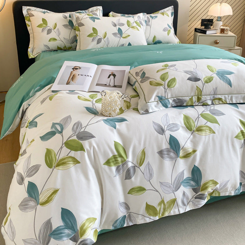 HKM-659923 Cotton Four-Piece Bedding Set with Duvet Cover and Pillowcases for 1.5m and 1.8m Beds
