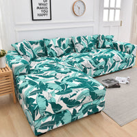 HKM-659987 Elastic Stretch Sofa Cover Protector for L-Shaped Living Room – Anti-Dust Polyester, Geometric Design