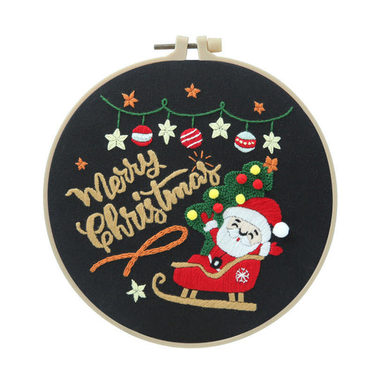HKM-660051 Christmas Cartoon Pendant Embroidery Set with Santa, Snowman, and Candy Designs