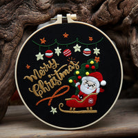 HKM-660051 Christmas Cartoon Pendant Embroidery Set with Santa, Snowman, and Candy Designs