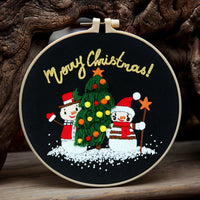 HKM-660051 Christmas Cartoon Pendant Embroidery Set with Santa, Snowman, and Candy Designs