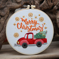 HKM-660051 Christmas Cartoon Pendant Embroidery Set with Santa, Snowman, and Candy Designs