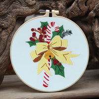 HKM-660051 Christmas Cartoon Pendant Embroidery Set with Santa, Snowman, and Candy Designs