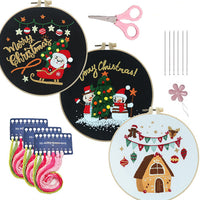 HKM-660051 Christmas Cartoon Pendant Embroidery Set with Santa, Snowman, and Candy Designs