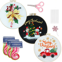 HKM-660051 Christmas Cartoon Pendant Embroidery Set with Santa, Snowman, and Candy Designs