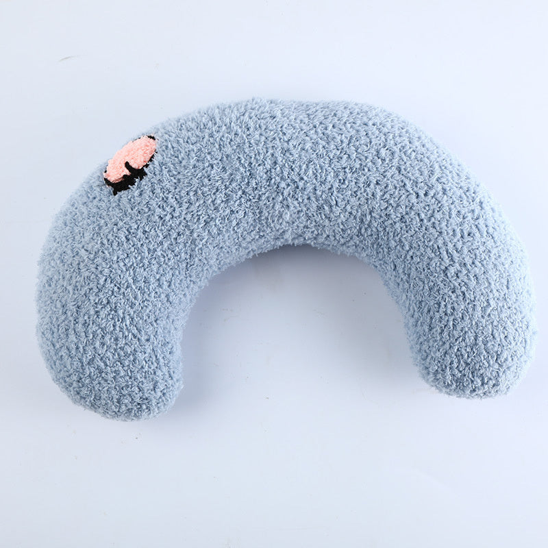 HKM-660051 Cozy U-Shaped Pet Pillow for Cats and Small Dogs - Soft Faux Fur Headrest for Deep Sleep and Comfort