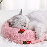 HKM-660051 Cozy U-Shaped Pet Pillow for Cats and Small Dogs - Soft Faux Fur Headrest for Deep Sleep and Comfort