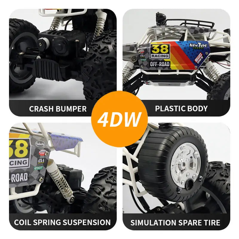 HKM-660179 Alloy RC Off-Road Climbing Truck for Boys, 1/12 Scale Remote Control Buggy, Indoor-Outdoor Fun
