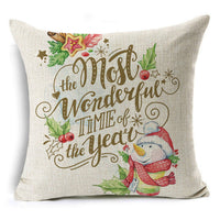 HKM-660307 Colorful Nordic Christmas Linen Cushion Cover 45x45cm