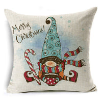 HKM-660307 Colorful Nordic Christmas Linen Cushion Cover 45x45cm