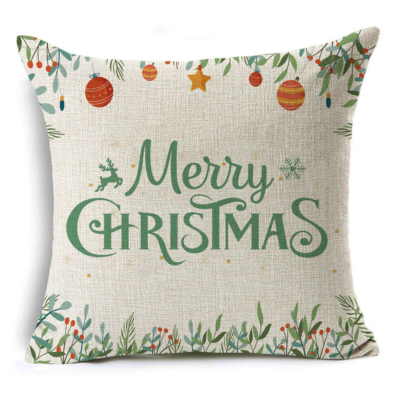 HKM-660307 Colorful Nordic Christmas Linen Cushion Cover 45x45cm