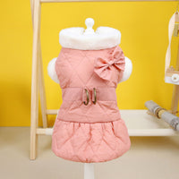 HKM-660435 Cotton-Padded Butterfly Dress for Small Dogs in Apricot and Pink