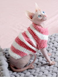 HKM-660499 Warm Cotton Sweater for Hairless Cats in Various Stripes and Sizes