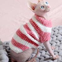HKM-660499 Warm Cotton Sweater for Hairless Cats in Various Stripes and Sizes