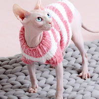HKM-660499 Warm Cotton Sweater for Hairless Cats in Various Stripes and Sizes