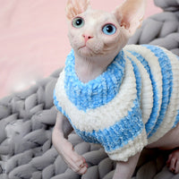 HKM-660499 Warm Cotton Sweater for Hairless Cats in Various Stripes and Sizes