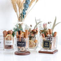 HKM-660691 Fire-Free Cinnamon Pine Cone Aroma Diffuser Cup - Natural Dried Floral Design for Relaxing Ambiance