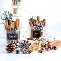 HKM-660691 Fire-Free Cinnamon Pine Cone Aroma Diffuser Cup - Natural Dried Floral Design for Relaxing Ambiance
