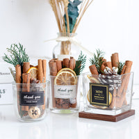 HKM-660691 Fire-Free Cinnamon Pine Cone Aroma Diffuser Cup - Natural Dried Floral Design for Relaxing Ambiance