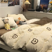 HKM-660755 Cartoon Printed Four-Piece Bedding Set in Various Sizes with Duvet Cover, Bed Sheet, and Pillowcases