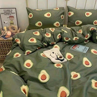 HKM-660755 Cartoon Printed Four-Piece Bedding Set in Various Sizes with Duvet Cover, Bed Sheet, and Pillowcases