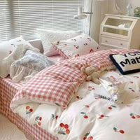 HKM-660755 Cartoon Printed Four-Piece Bedding Set in Various Sizes with Duvet Cover, Bed Sheet, and Pillowcases