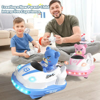 HKM-660755 Remote Control Cartoon Spray Bumper Cars for Two Players - Light & Music Fun