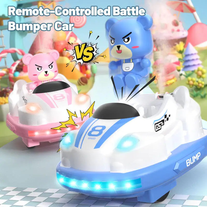 HKM-660755 Remote Control Cartoon Spray Bumper Cars for Two Players - Light & Music Fun