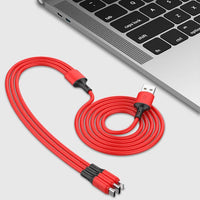 HKM-660947 3-in-1 Charging Cable, Liquid Silica Gel, 1.2m Length, Compatible with Android, Type-C, and Apple Devices