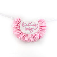 HKM-661011 Cute Dog Birthday Paw Print Bib and Hat Set, Pink and Blue, Embroidered Neck Scarf for Pets