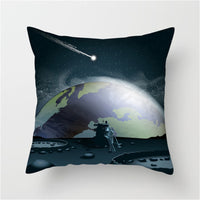 HKM-661139 Spaceship Cartoon Cushion Cover - Astronaut Rocket Pillow Case 45x45cm in Various Colors