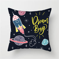HKM-661139 Spaceship Cartoon Cushion Cover - Astronaut Rocket Pillow Case 45x45cm in Various Colors
