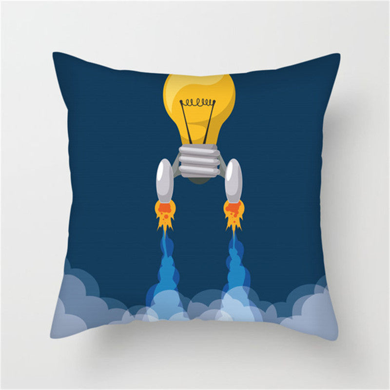 HKM-661139 Spaceship Cartoon Cushion Cover - Astronaut Rocket Pillow Case 45x45cm in Various Colors