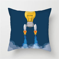 HKM-661139 Spaceship Cartoon Cushion Cover - Astronaut Rocket Pillow Case 45x45cm in Various Colors