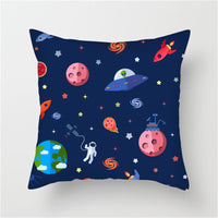 HKM-661139 Spaceship Cartoon Cushion Cover - Astronaut Rocket Pillow Case 45x45cm in Various Colors