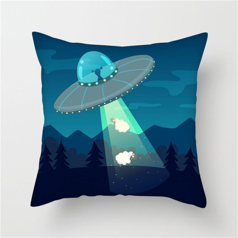 HKM-661139 Spaceship Cartoon Cushion Cover - Astronaut Rocket Pillow Case 45x45cm in Various Colors
