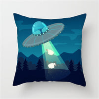 HKM-661139 Spaceship Cartoon Cushion Cover - Astronaut Rocket Pillow Case 45x45cm in Various Colors